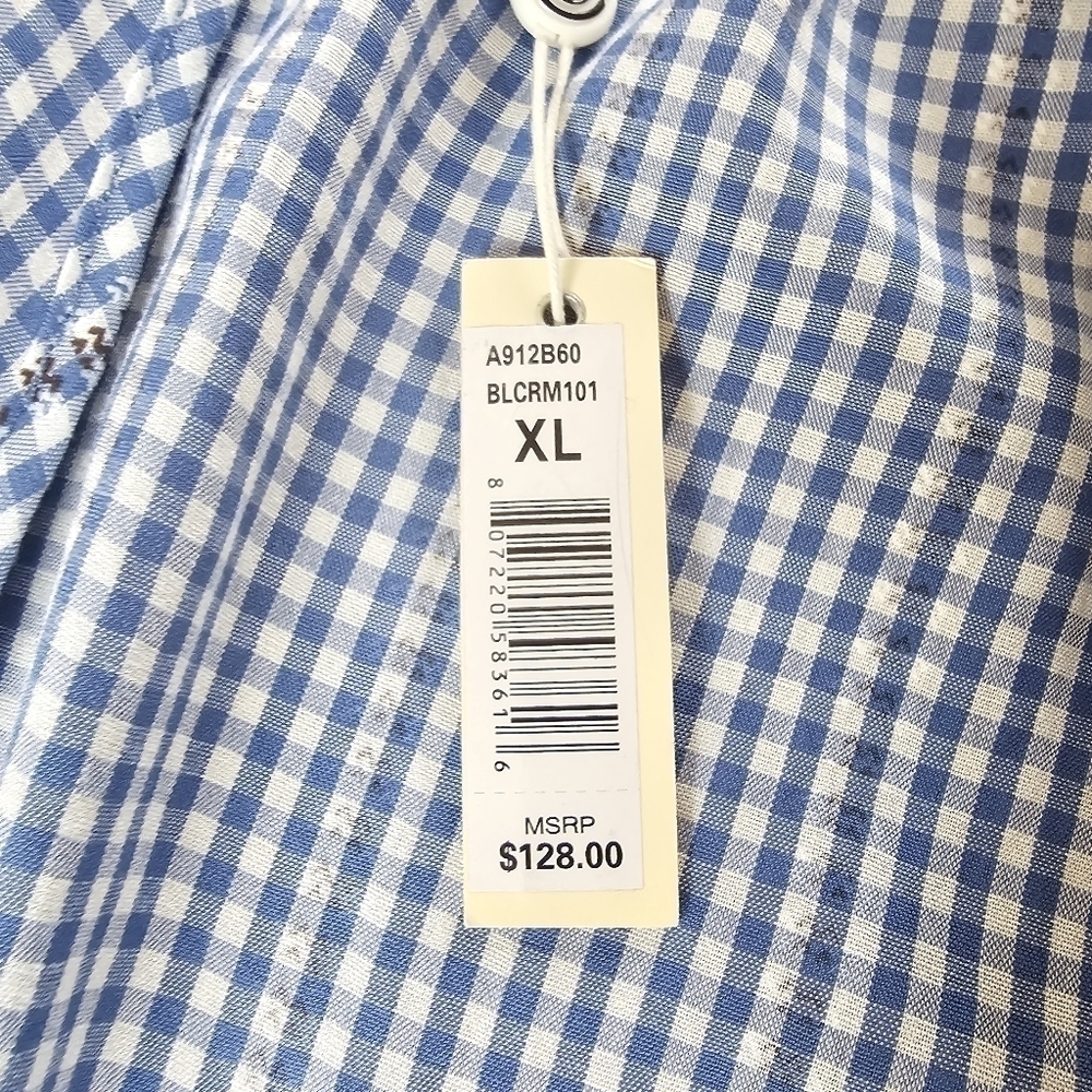 Max Studio Blue and White Gingham True Wrap Dress, Size Large - Picture 5 of 9